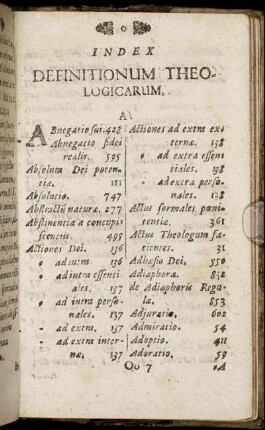 Index. Definitionum Theologicarum.