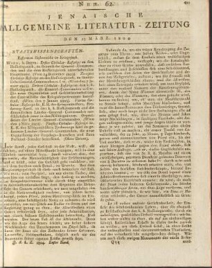 Num. 62. Den 13. März 1804