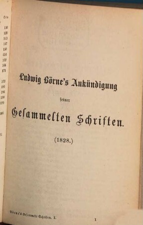 Gesammelte Schriften, 1. Ludwig Börne's Ankündigung seiner Gesammelten Schriften (1828). Erzählungen. Reisen. Vermischte Aufsätze