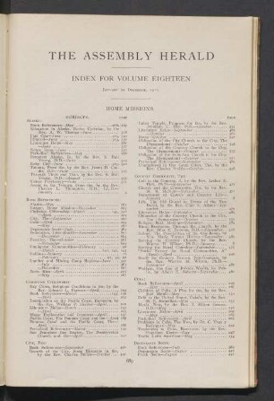 Index for volume eighteen January to December, 1912