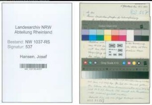 Entnazifizierung Josef Hansen , geb. 20.01.1902 (Lehrer)