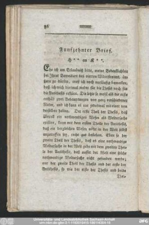 Funfzehnter Brief.