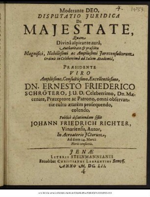 Disputatio Iuridica De Maiestate