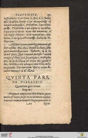 Quinta pars: De dialectis