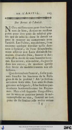 Des Bornes de l‘Amitié.