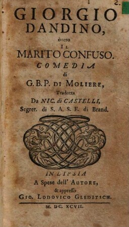 Giorgio Dandino overo il marito confuso : Comedia