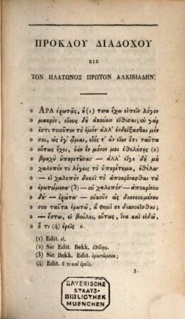 Procli philosophi Platonici opera : E codd. mss. biblioth. reg. Parisiensis, 3. Continens partem posteriorem Commentarii in primum Platonis Alcibiadem