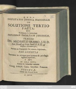 Disputatio Juridica Inauguralis De Solutione Tertio Facta