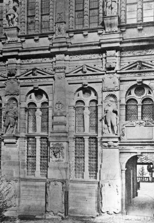 Heidelberg, Schloss, Friedrichsbau, Erdgeschoss, Teil der Hoffassade