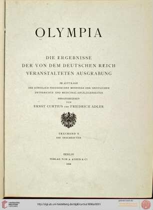 Textband 5: Olympia: die Ergebnisse der von dem Deutschen Reich veranstalteten Ausgrabung: Die Inschriften von Olympia