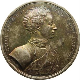 König Karl XII. - Überquerung der Düna durch die schwedische Armee und Sieg über die sächsisch-polnische Armee bei Riga am 9. Juli