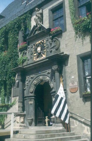 Quedlinburg. Portal des historischen Rathauses
