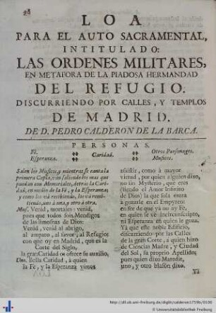 Loa para el Auto Sacramental Las Ordenes Militares.