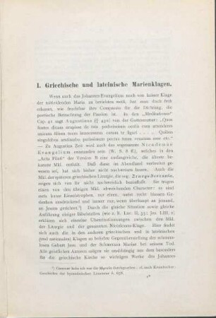 I. Griechische und lateinische Marienklagen.