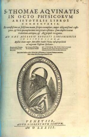 S. Thomae Aqvinatis In Octo Physicorum Aristotelis Libros Commentaria