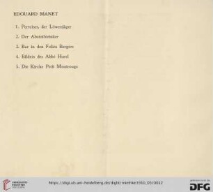 Edouard Manet (Nr.1- 14)