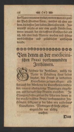 Von denen in der medicinischen Praxi vorkommenden Irrthümern