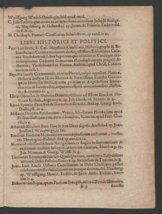 Libri Historici Et Politici.