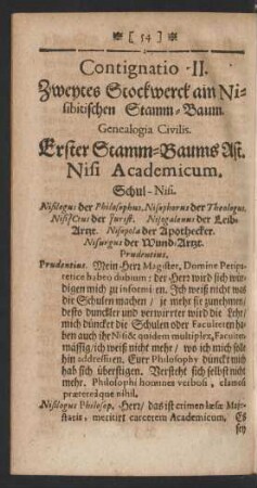 Erster Stamm-Baums Ast. Nisi Academicum. Schul-Nisi.
