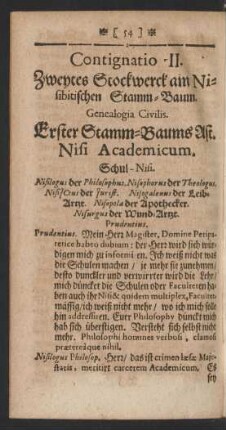 Erster Stamm-Baums Ast. Nisi Academicum. Schul-Nisi.