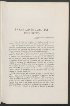 La sanidad en Cuba: sus progresos