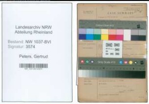 Entnazifizierung Gertrud Peters , geb. 08.07.1898 (Fuersorgerin)