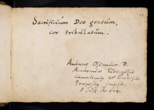 Osiander, Andreas. [Tübingen] 8.7.1614.