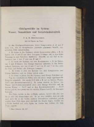 Gleichgewichte im System: Wasser Benzoesäure und Bernsteinsäurenitril