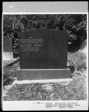 Grabstein von Alfred Mann (gestorben 1933.06.25)