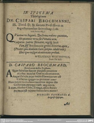 In Systema Theologicum