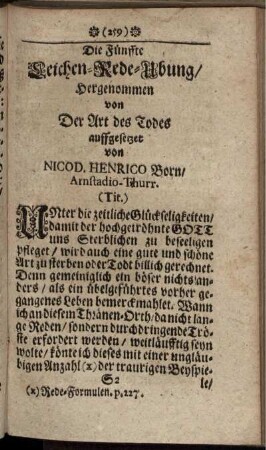 Die Fünffte Leichen-Rede-Ubung