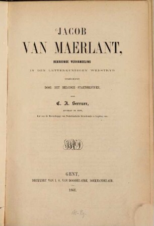 Jacob van Maerlant, bekroonde verhandeling