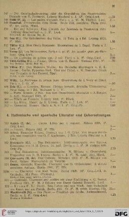 4. Italienische und spanische Literatur und Uebersetzungen (Nr.563-575)
