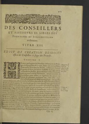 Des conseillers et assesseurs ... Titre XIII.