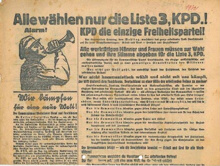 Überregionale Flugblätter der KPD zur Reichstagswahl 1932