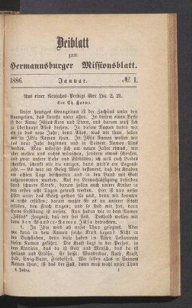 Beiblatt. 1886. Januar. N°. 1
