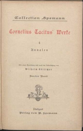 Cornelius Tacitus´ Werke. Teil: 4. : Annalen ; 2