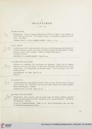 C. Skulpturen (Nr. 85-134)