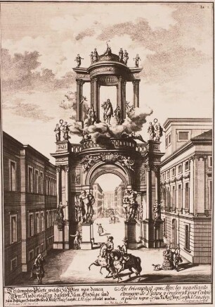 Triumphpforte zum Einzug Kaiser Max Joseph I. in Wien 1699, Tafel I