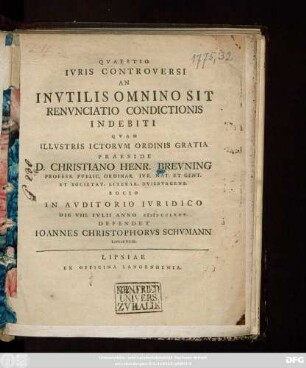 Qvaestio Ivris Contoversi An Invtilis Omnino Sit Renvnciatio Condictionis Indebiti