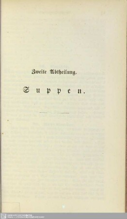 Zweite Abtheilung. Suppen