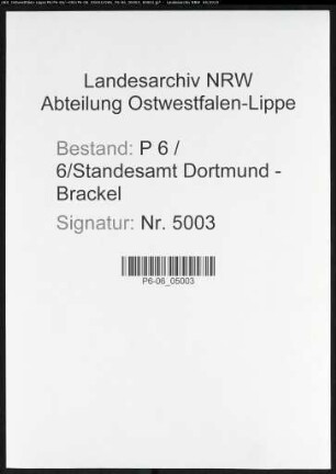 Namensverzeichnis Dortmund - Brackel, Todesfälle