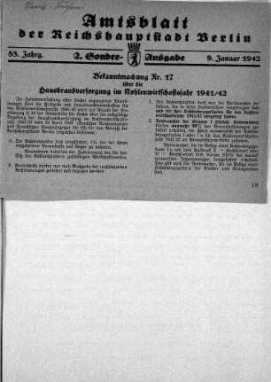 2. Sonder-Ausgabe, 9. Januar 1942