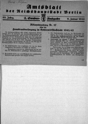 2. Sonder-Ausgabe, 9. Januar 1942