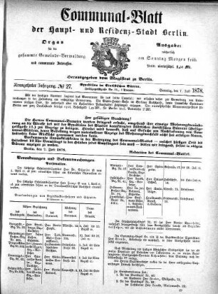 1878,27: No. 27, 7. Juli 1878