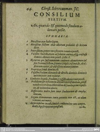 Consilium Tertium. An, quando & quomodo feudum alienari poßit