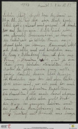 Heid. Hs. 3487,155: Brief von Marie Luise Gothein an Eberhard Gothein
