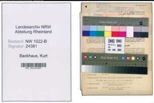Entnazifizierung Kurt Backhaus , geb. 25.05.1908 (Schweisser)