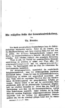Die religiöse Seite der Gesamtentwicklung