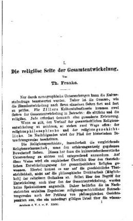 Die religiöse Seite der Gesamtentwicklung